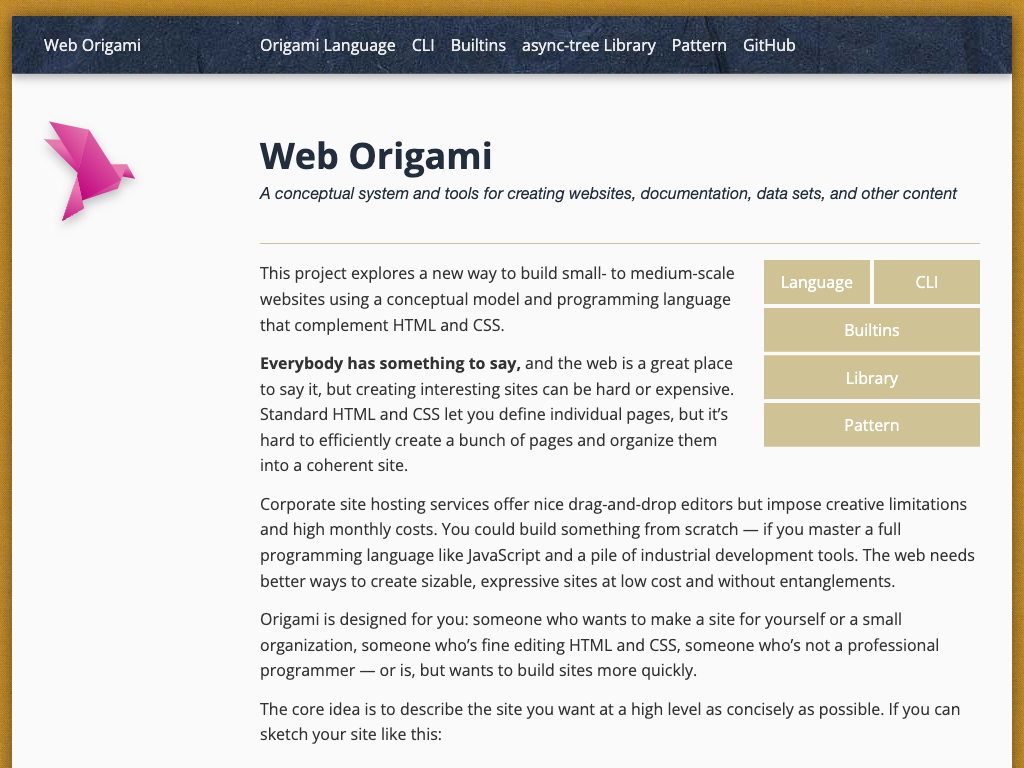 Screenshot of https://weborigami.org